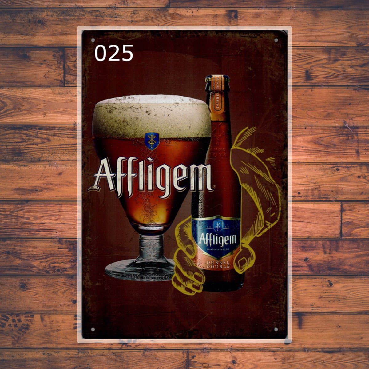 Wandbordje Affligem Bier fles en Glas