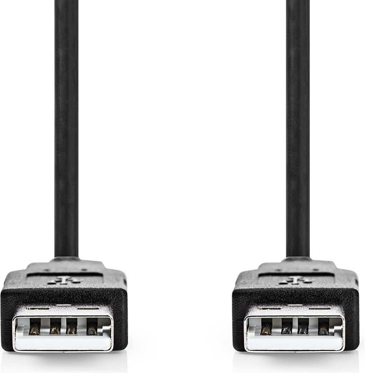 Nedis USB-Kabel - USB 2.0 - USB-A Male - USB-A Male - 480 Mbps - Vernikkeld - 2.00 m - Rond - PVC - Zwart - Label