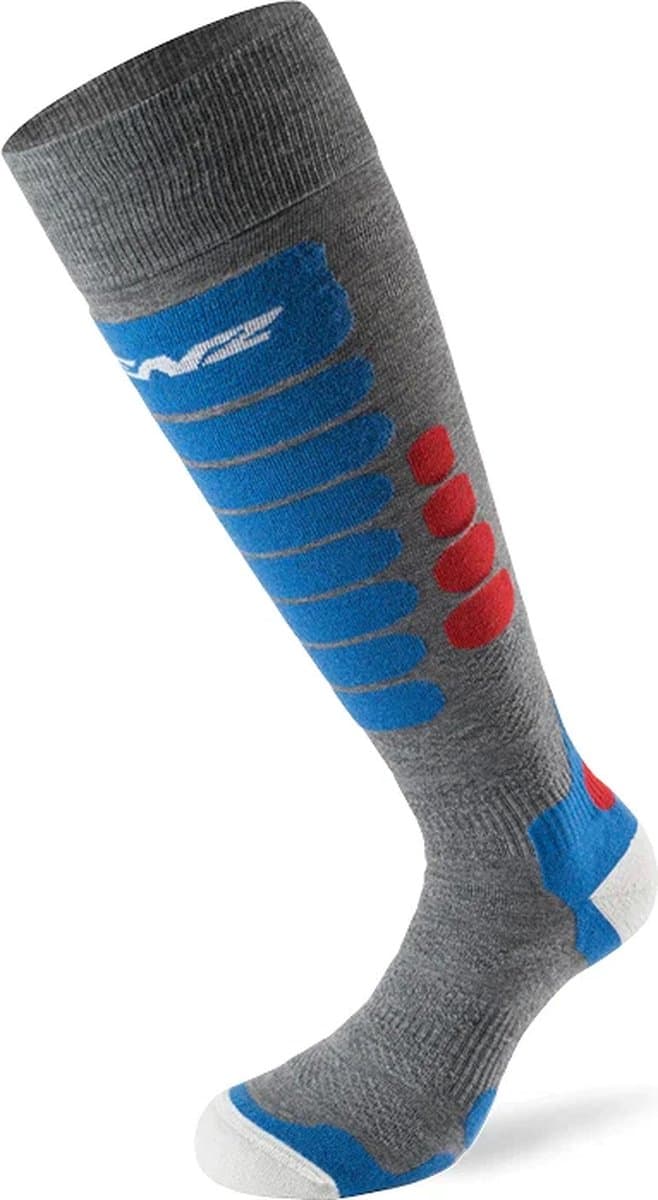 Lenz Skiing 3.0 skisokken grijs/rood/blauw - maat 42-44