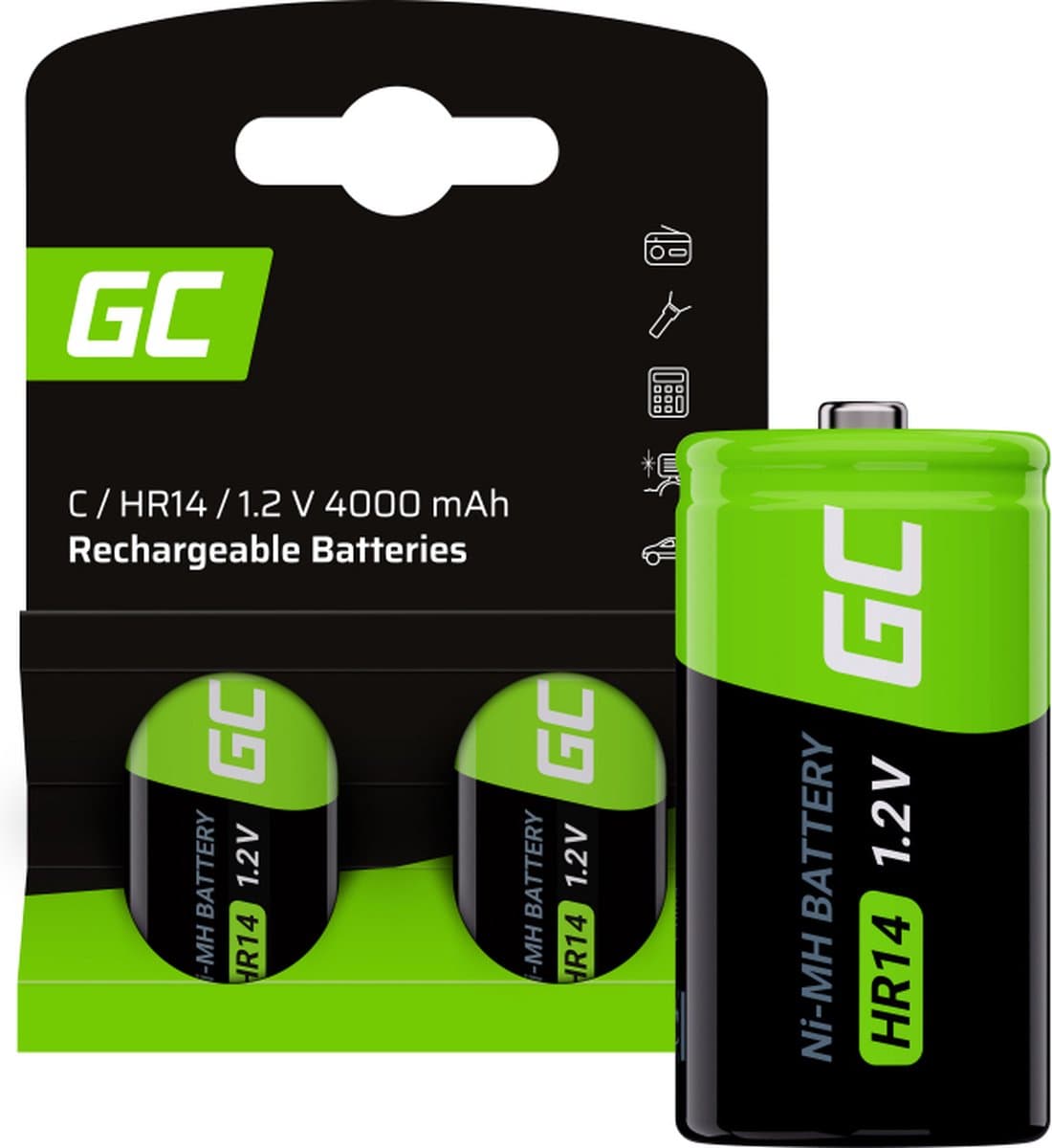 Green Cell GR13, Oplaadbare batterij, C, Nikkel-Metaalhydride (NiMH), 1,2 V, 2 stuk(s), 4000 mAh