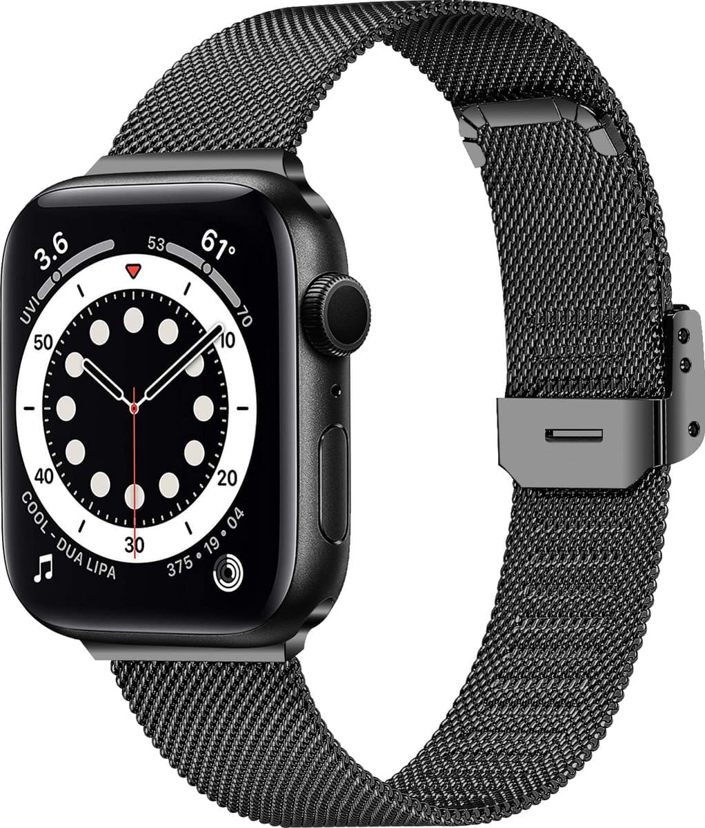 Milanees Stijl Horlogeband Apple Watch – Zwart 42/44/45/49mm – Geschikt voor Series 2/3/4/5/6/7/8/SE