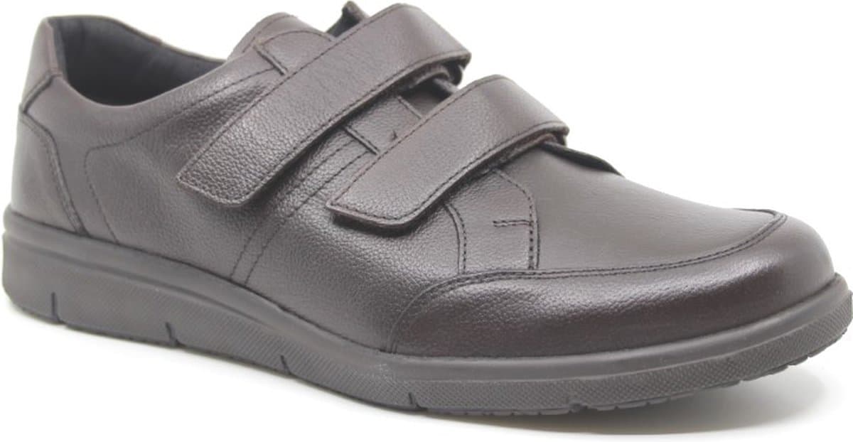 Solidus, 64500 30534, Bruine heren klittenbandschoenen met stretch wijdte K