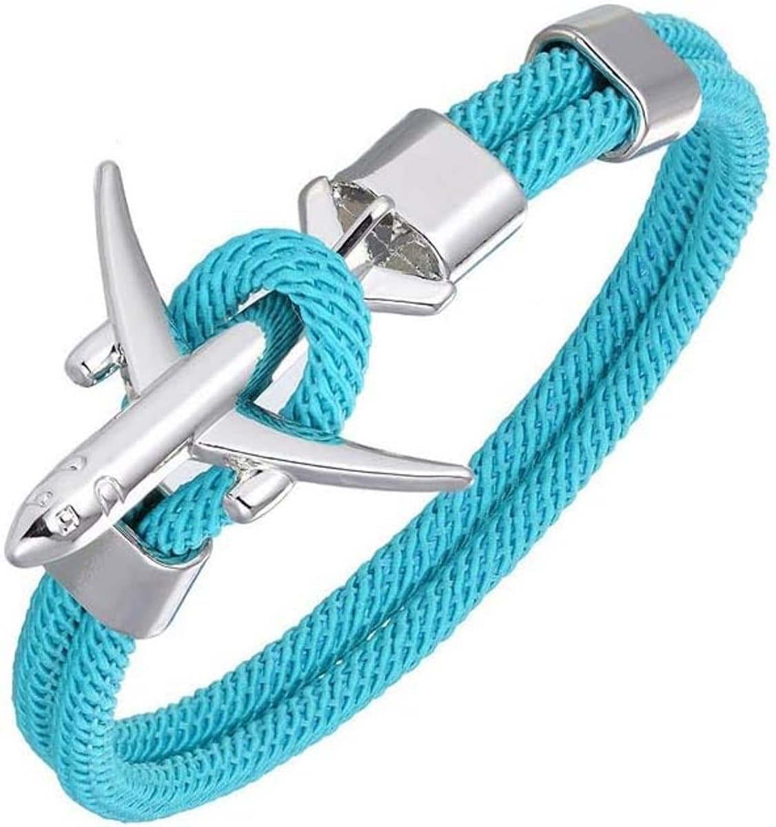 Armband Flugzeug in vielen Farben fr Herren & Frauen aus geflochtenem Seil mit Flugzeug Verschluss aus geflochtenem Segeltau - Der Armschmuck fr alle Piloten & Flugzeugfans