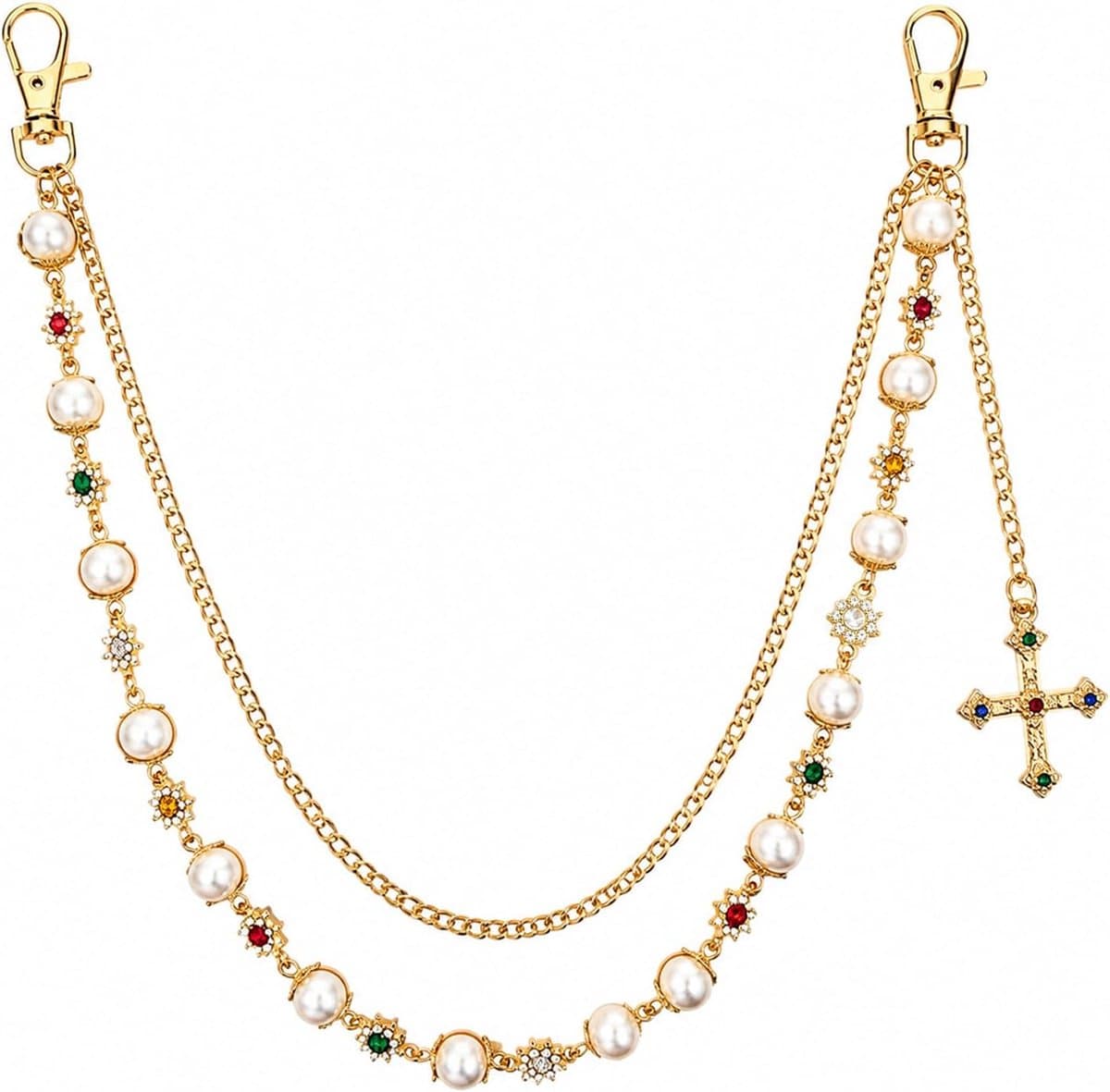 Broekketting met parels voor heren en dames met parels