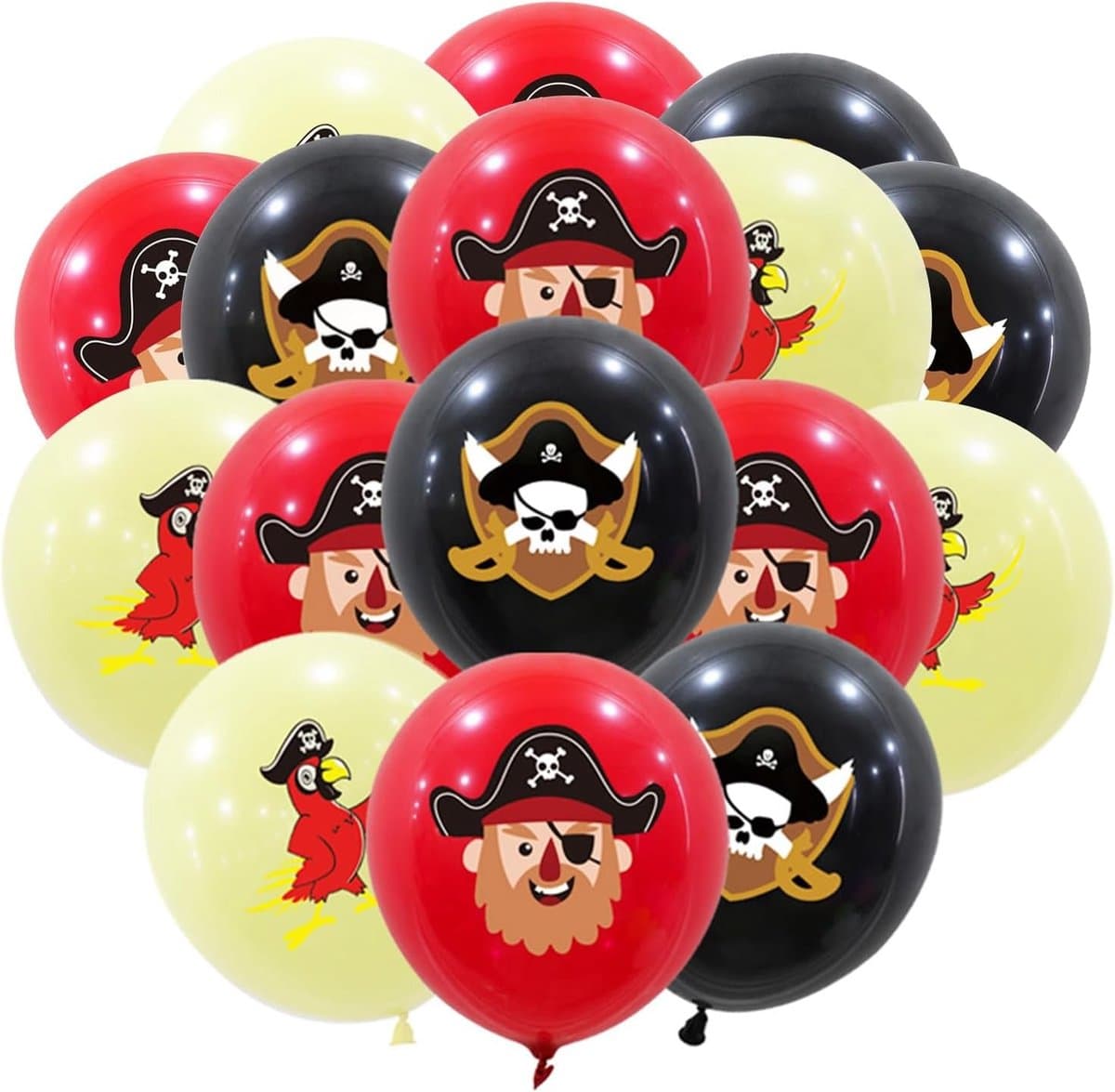 18 Stuks Piraten Ballonnen voor Kinderfeestje, Latex Ballonnen voor Piraten Thema, Versiering voor Verjaardagsfeest