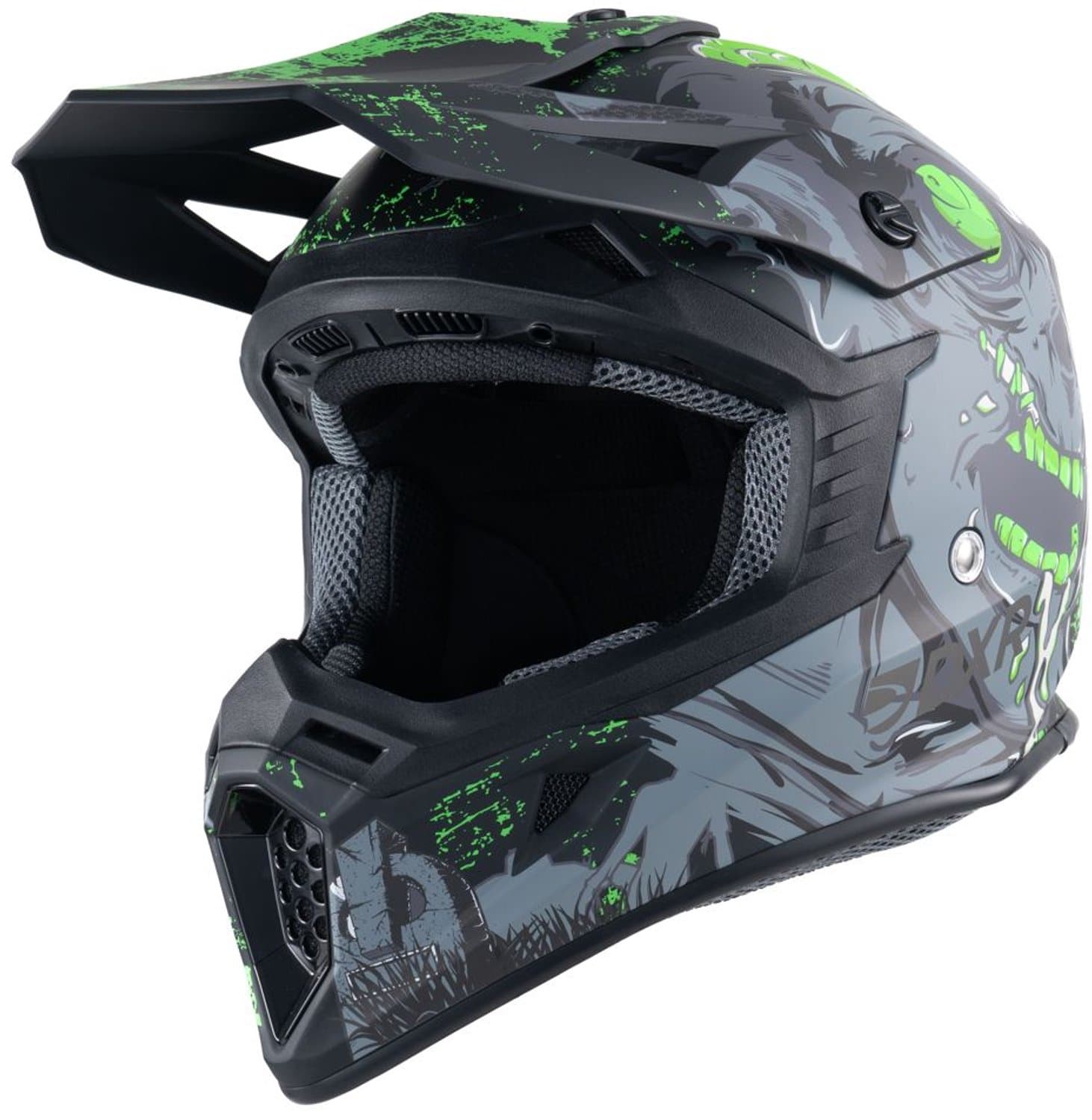 MOTOBLOUZ SKUD NEGAN Crosshelm - ECE 22.06 Goedgekeurd - Helm voor Motor, Scooter, Brommer - Motor Crosshelm - Zwart Groen - XL