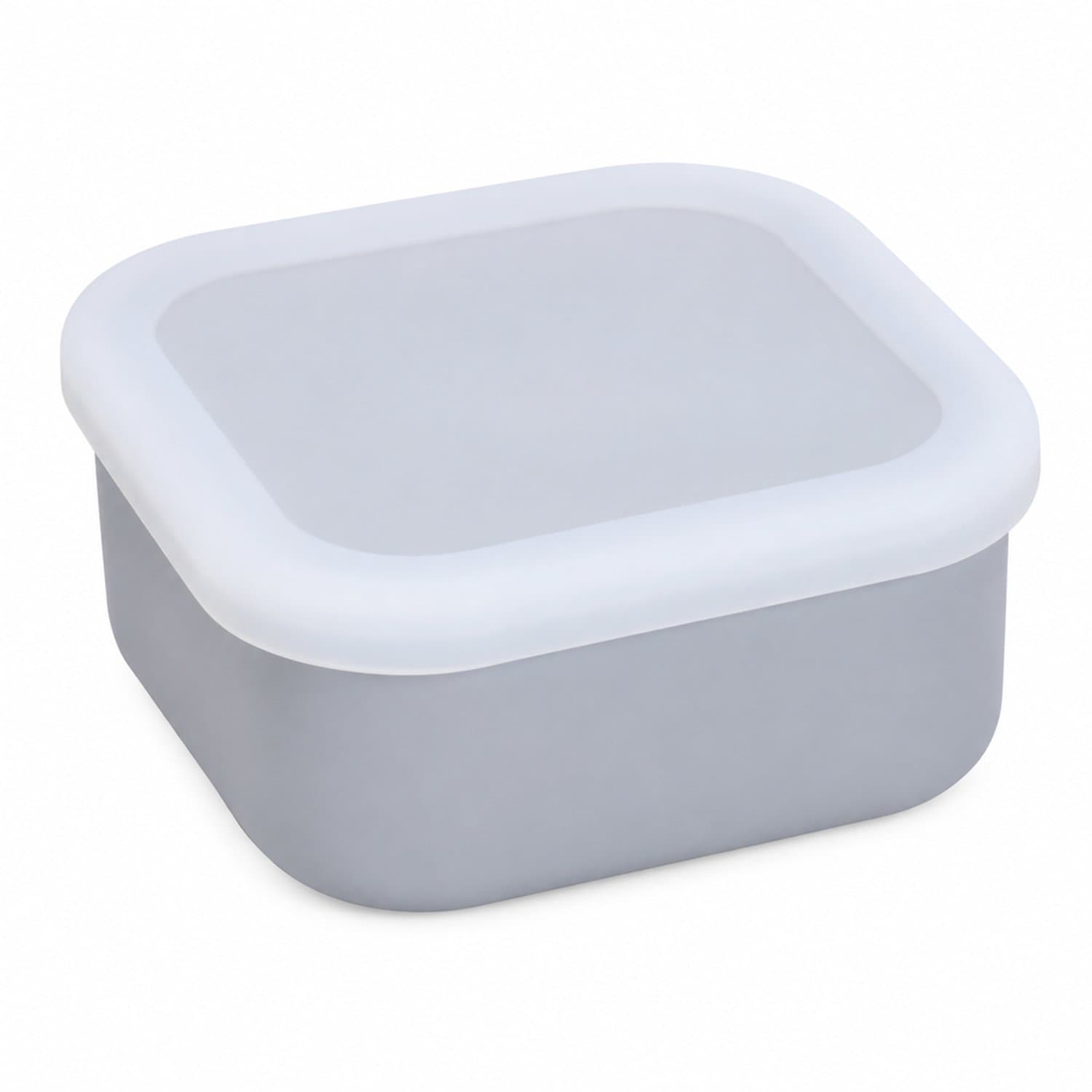 Broodtrommel 600 ml, rechthoekig, grijs met doorschijnend deksel, 13,5 × 13,5 × 6,5 cm