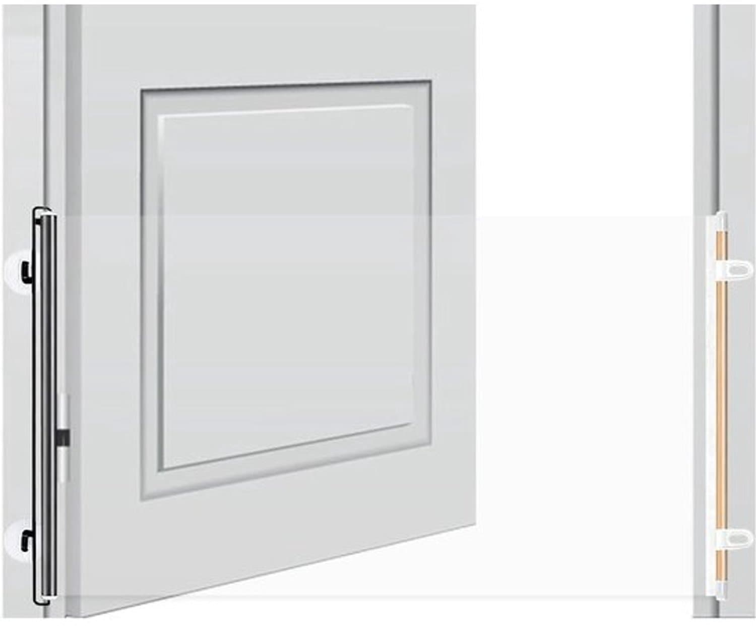 Huisdierenhek - Uittrekbare barrière - Veilige zones maken - Montage zonder boren - 140 x 58 cm - Wit