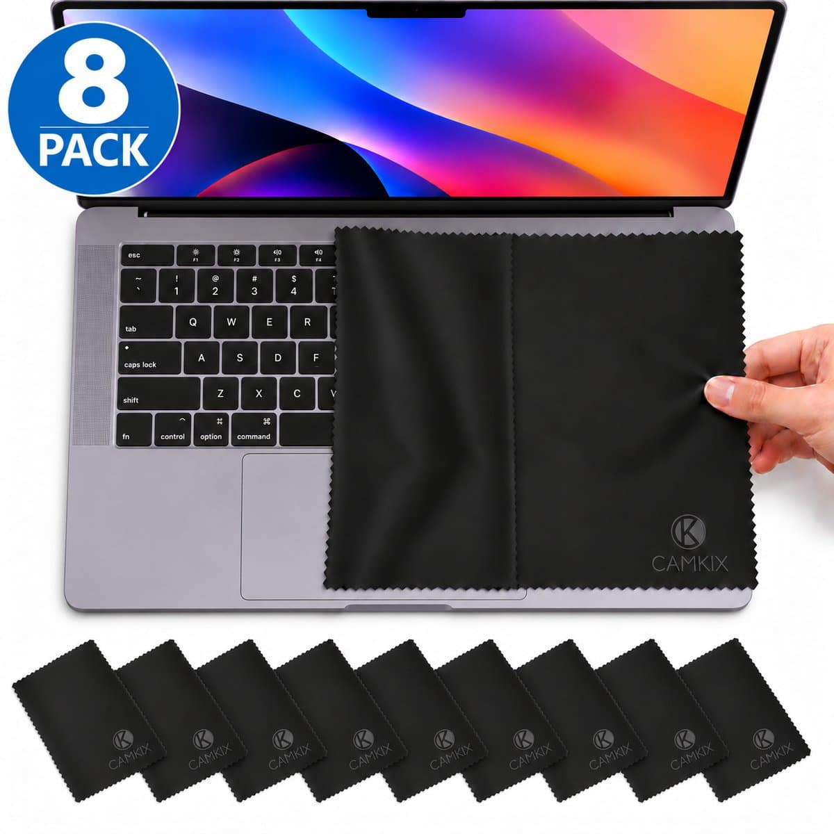 Microvezeldoeken Toetsenbord Liner Laptop Scherm beschermers (8 stuks) - 35x22 cm - Compatibel met Apple MacBook Pro (15-16 inch) - 8x Toetsenbord Liner Doek, Dubbelzijdige Doek en Lens Reinigingspapier Tissue Boekje