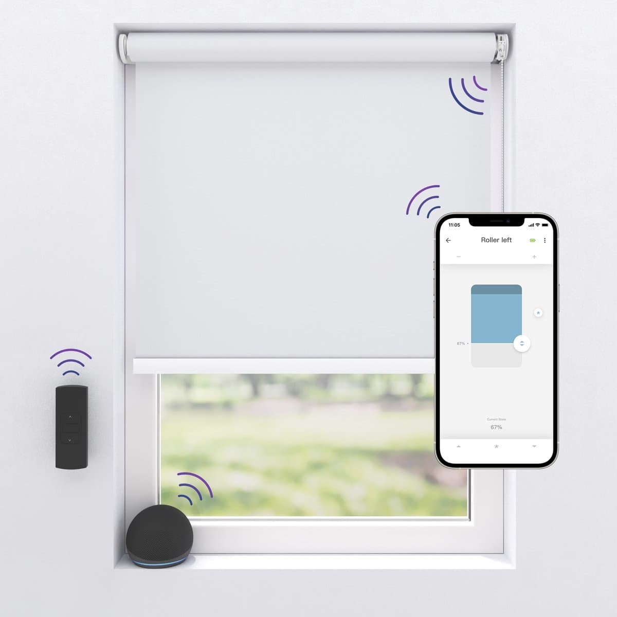 Motionblinds Elektrisch Rolgordijn Verduisterend - 100 x 190cm - App bediening - Slimme Rolgordijn - Automatisch Rolgordijn - Inclusief Montagemateriaal - Wit - 1 Stuk