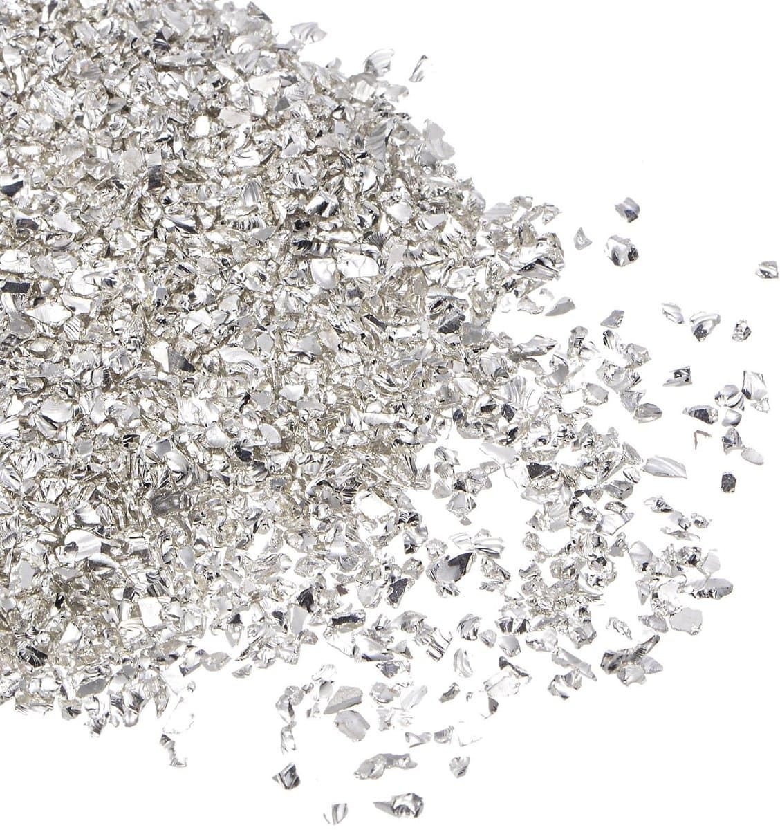 Dailygoods - Verpletterde glassplinters - Decoratie - Metallic glaszilver - Nagelkunst - Do-it-yourself - Creatieve versiering - Geschikt voor hobbyisten