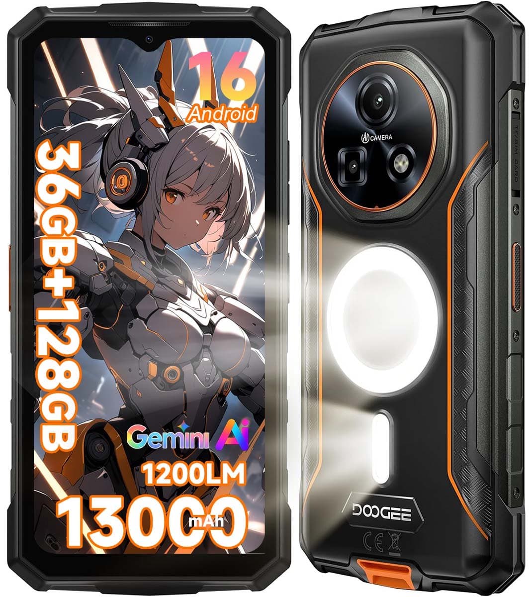 DOOGEE Fire 5 Ultra Robuuste Smartphone - 32GB RAM 256GB ROM - Gemini AI - 13000 mAh - IP68/IP69K Outdoor telefoon - 6,6 inch 90 Hz - Android 15 - NFC GPS - Oranje