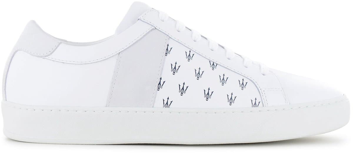 Maserati Trident Leather All Over - Heren Sneakers Schoenen Wit 9200302 , Maat: EU 44