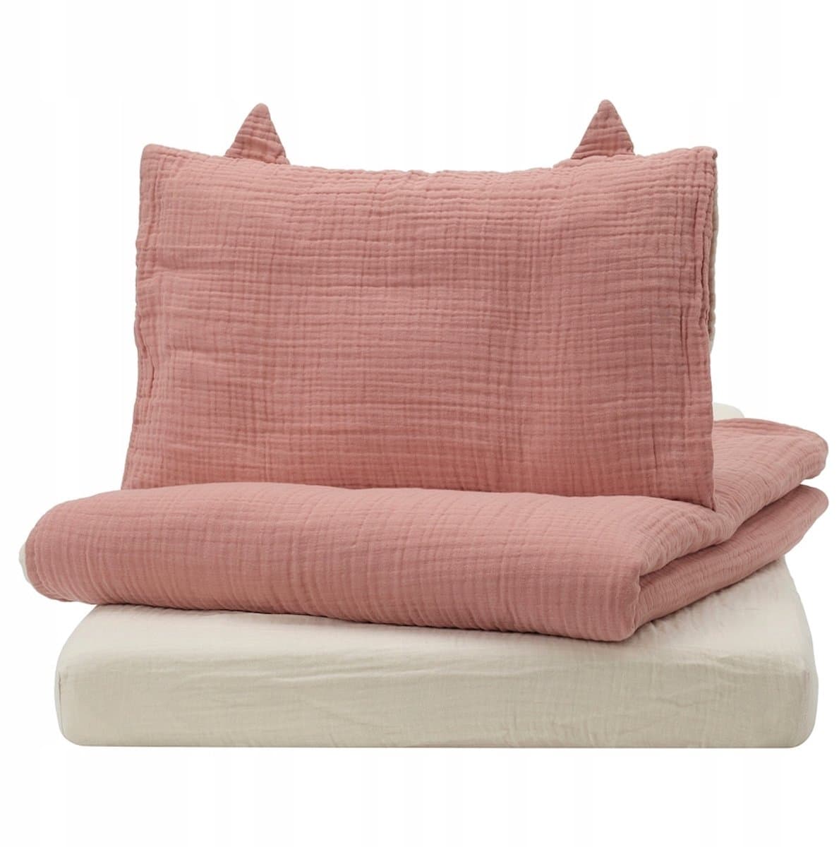 Merkloos Babybeddengoed Set 3 Delig - Zacht Katoen Muslin - 60x120 cm