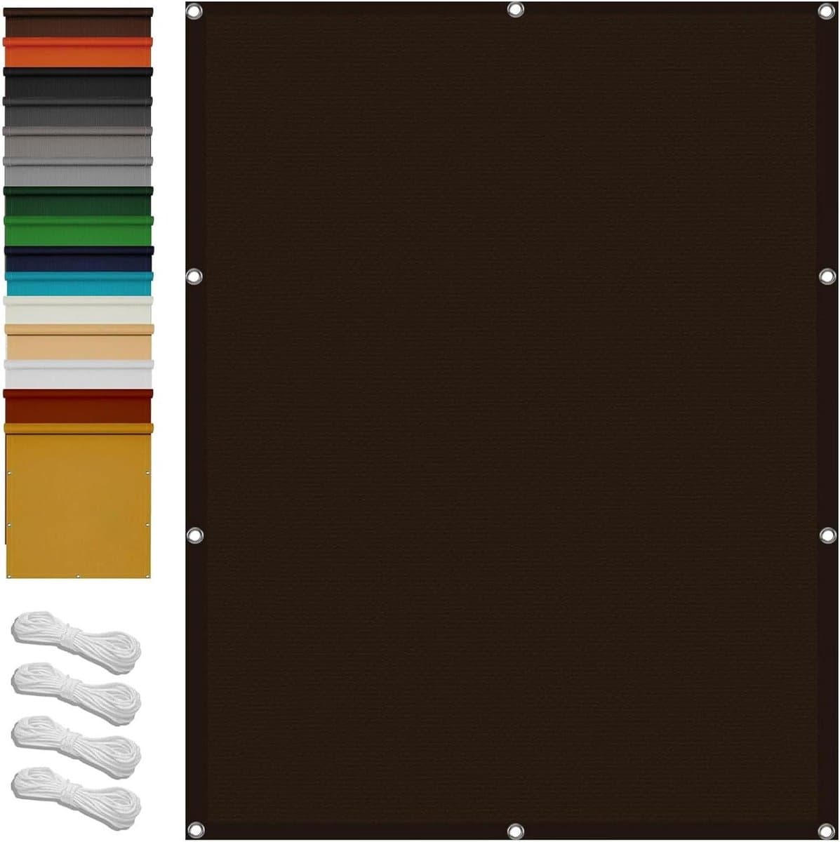 Zonnezeil Waterbestend 4 x 9 m Rechthoekig Zonnedoek Uv-Bescherming - Polyester Zonwering Voor Tuin, Balkon, Terras, Zwembad, Bruin