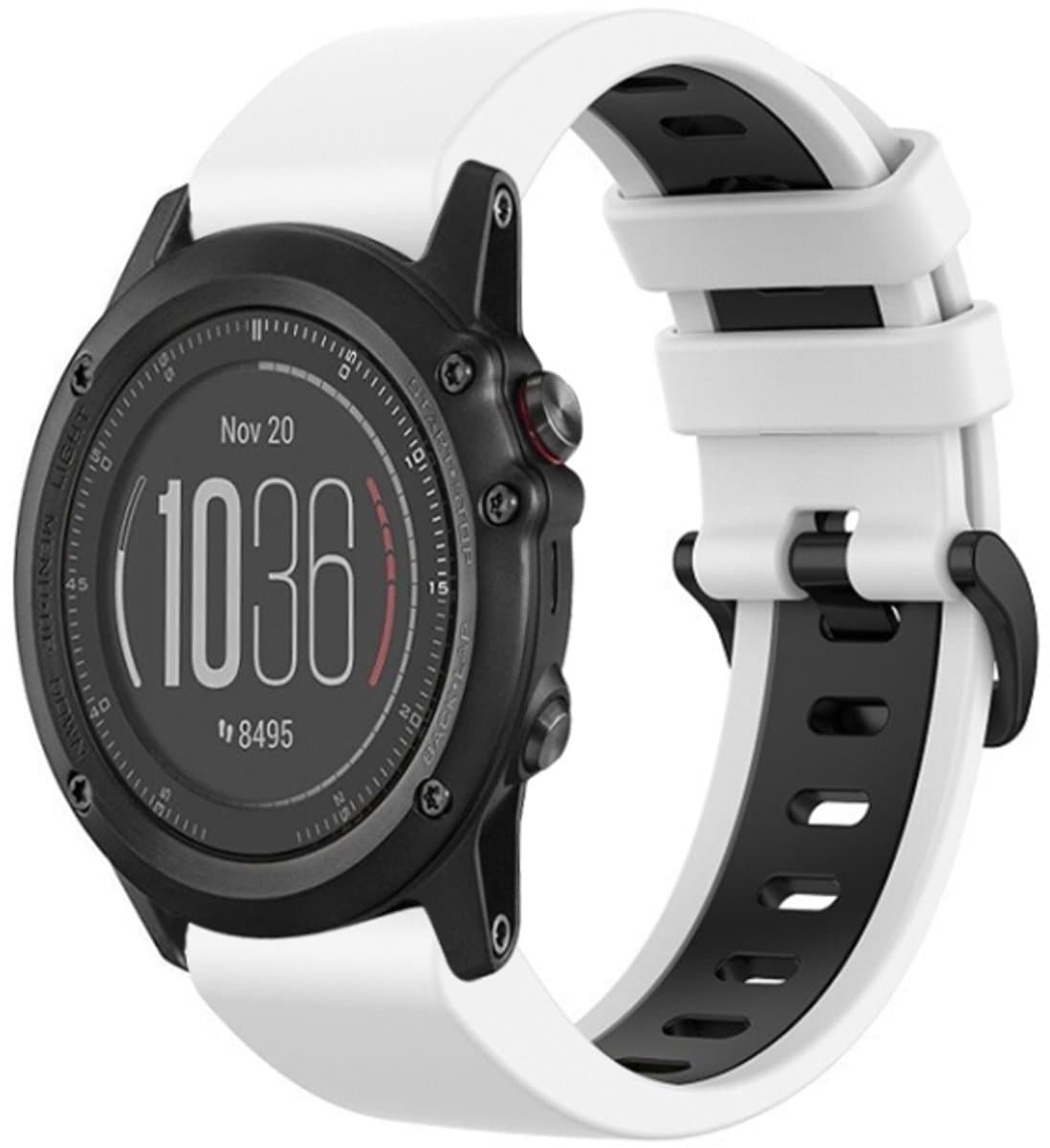 Voor Garmin Fenix 3 HR 26mm siliconen sport tweekleurige horlogeband (wit + zwart)