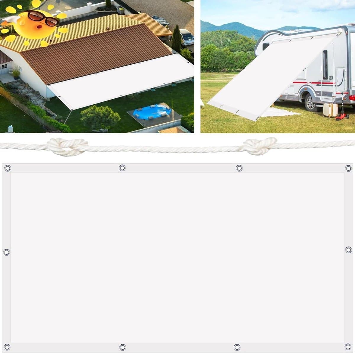 Schaduw Doek - Zonwering Zeil - Buiten Ontspannen - 98% UV Bescherming - 75x185 cm - Wit