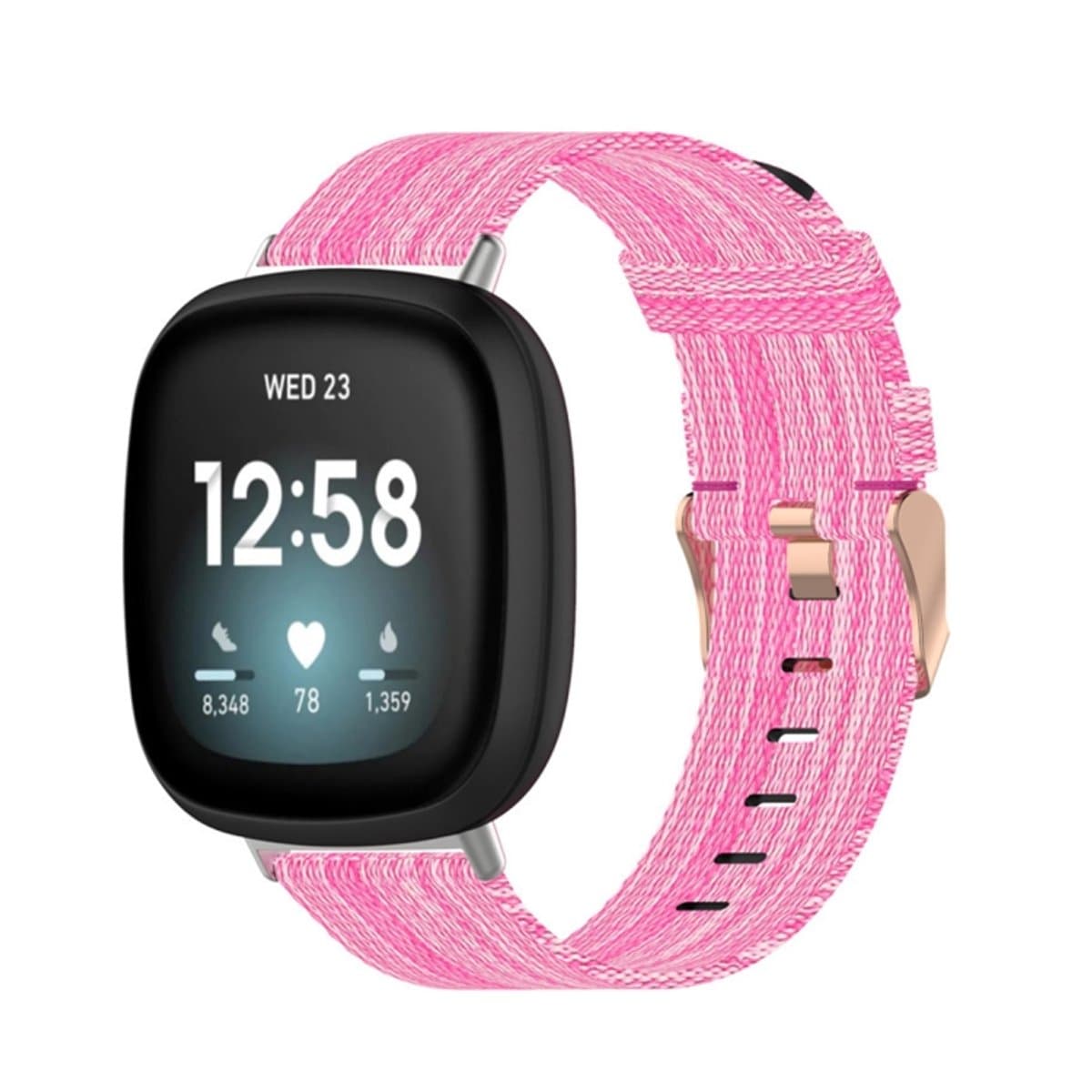 Voor Fitbit Versa 3 / Fitbit Sense nylon canvas strip textuurband, maat: gratis maat (roze)