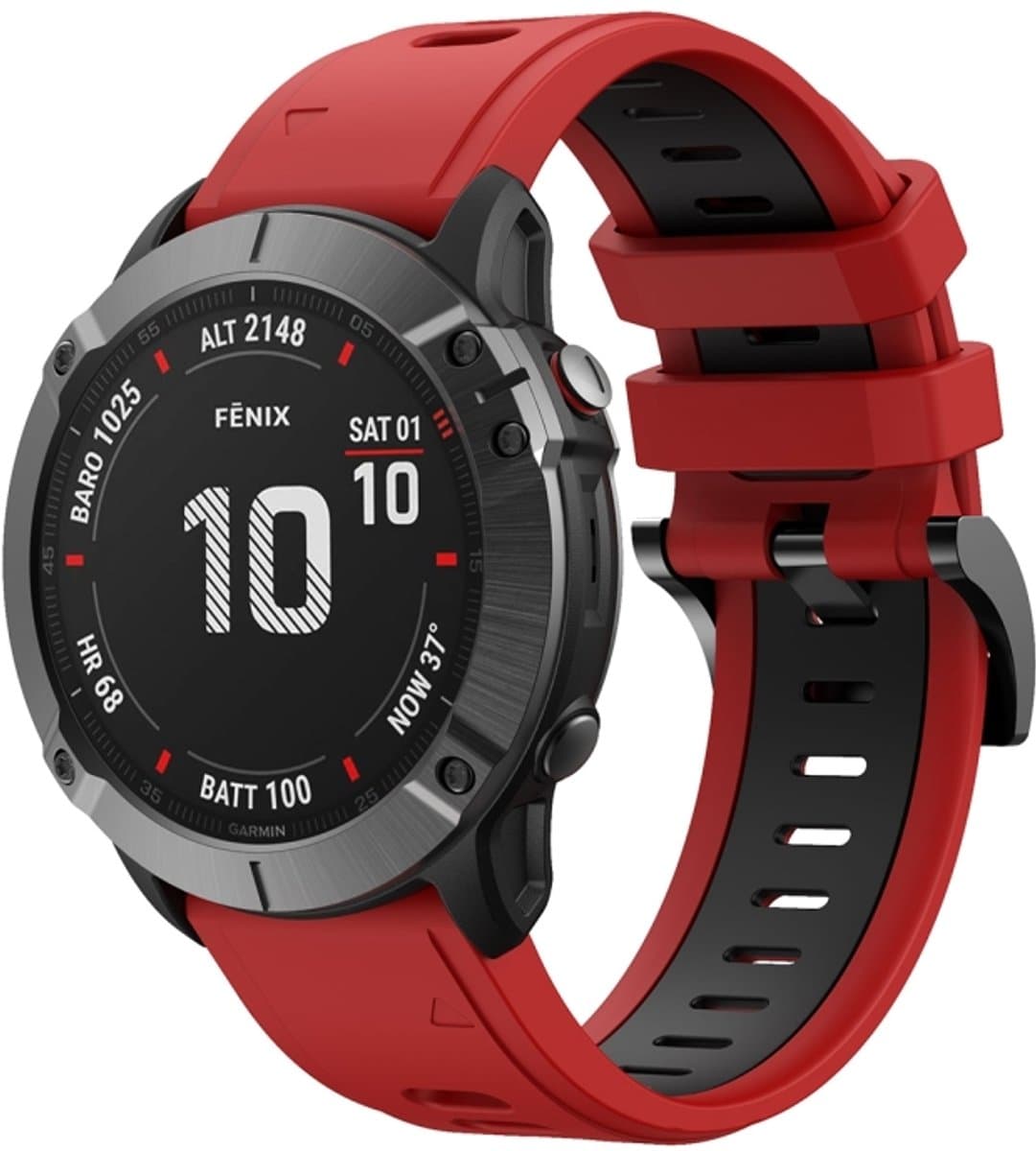 For Garmin Fenix 6X Pro 26mm Two-Color Sports Silicone Watch Band(Red+Black)