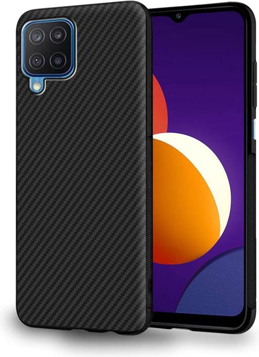 ebestStar - Hoes geschikt voor Samsung Galaxy M12, Hoogwaardig Zacht TPU Bescherming, Koolstof Design Hoesje, Zwart