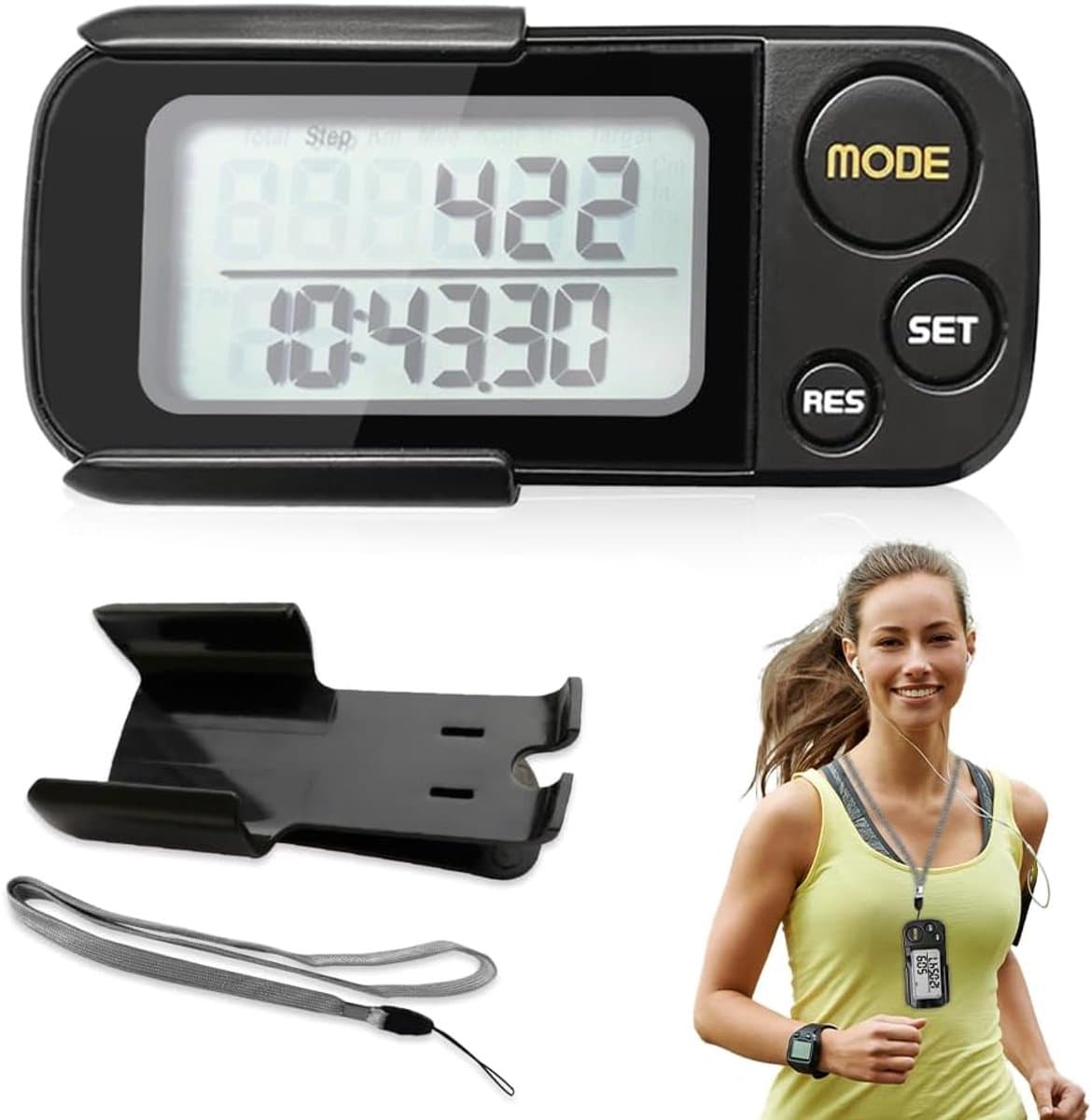 Stappenteller - Fitness Tracker - Activiteit Meten - 3D Sensor Technologie - 30 Dagen Geheugen - Zwart