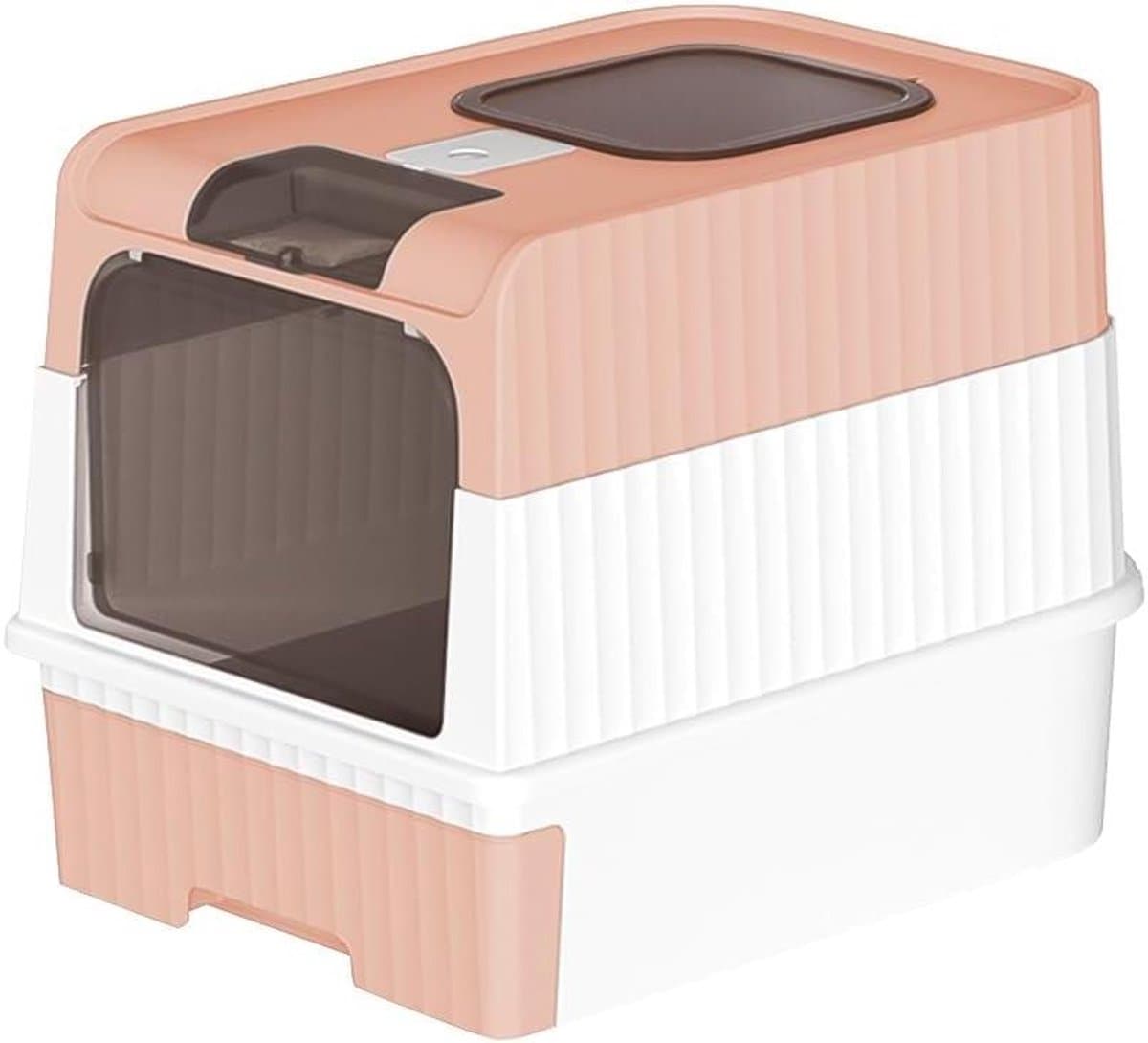 Kattenbak met Deksel - Gesloten Toilet - Kattenbak Training - Dubbele Ingang - XXL 49cm - Roze