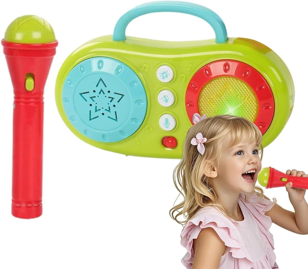 Kinder Microfoon - Karaoke Speaker - Muziek Maken - Veilige Materialen - 17 cm - Zwart