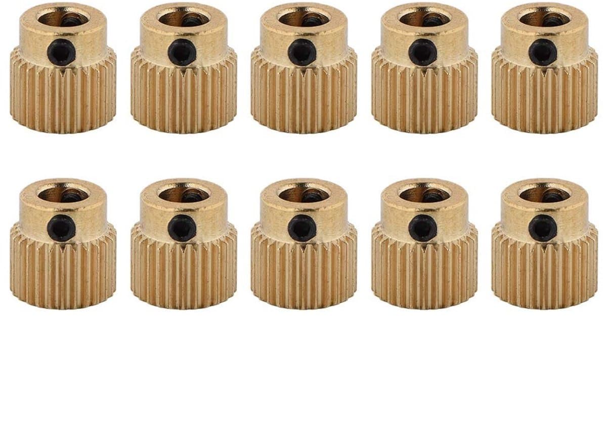 Allecto - 3D printer onderdelen - Brass extruder wielen - 10 stuks - Goud - Drive wheels - Perfect voor CR-10 en Ender 3 printers - 26 tanden