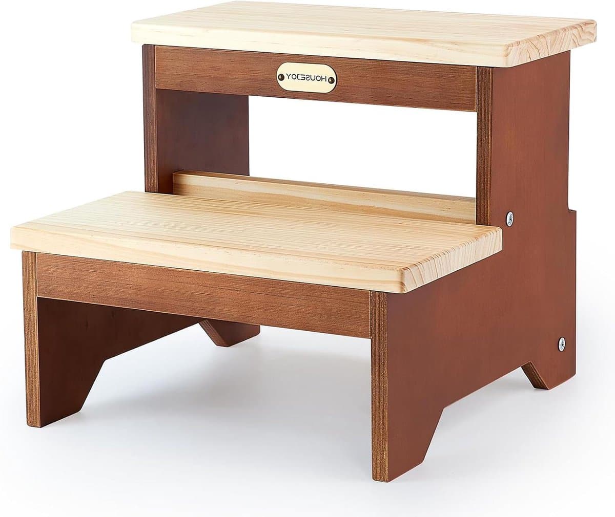 Houten Opstapkruk - Kinderkrukje - Veilig Zelfstandig - Stabiele Constructie - 33 cm Diep - Houtkleurig