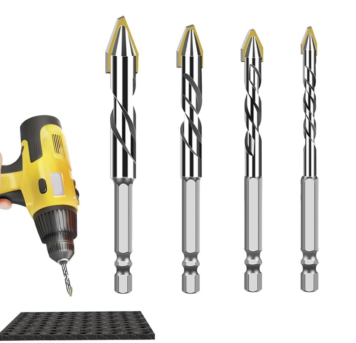 Betonboren Set - Metaalboren - Muren Boren - Roestvrij Legering - 4 Stuks - Metaal