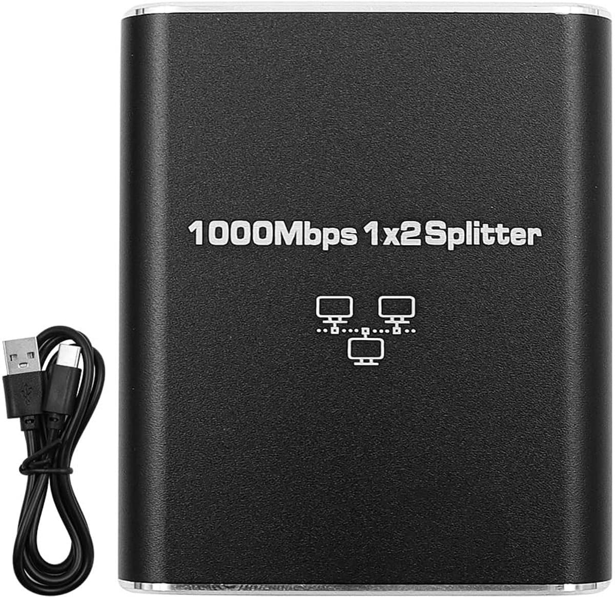 Dailygoody - 1000 Mbps Ethernet-switch - 2-poorts netwerkverbinding - Duurzaam aluminiummetaal - Hoge snelheid - Betrouwbare datatransmissie - Geschik...
