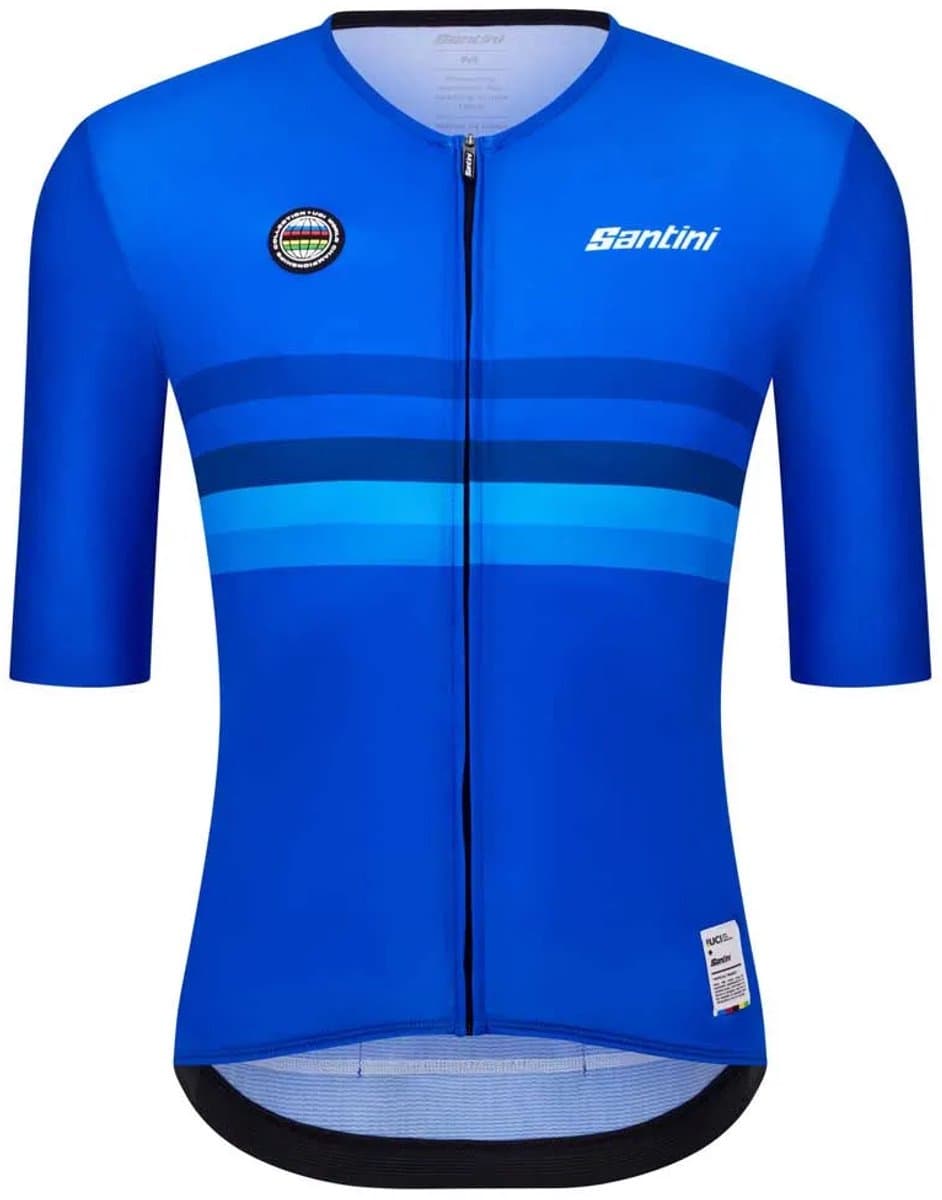 Santini Uci World Champion Italy 2025 Korte Mouw Wielertrui Blauw L