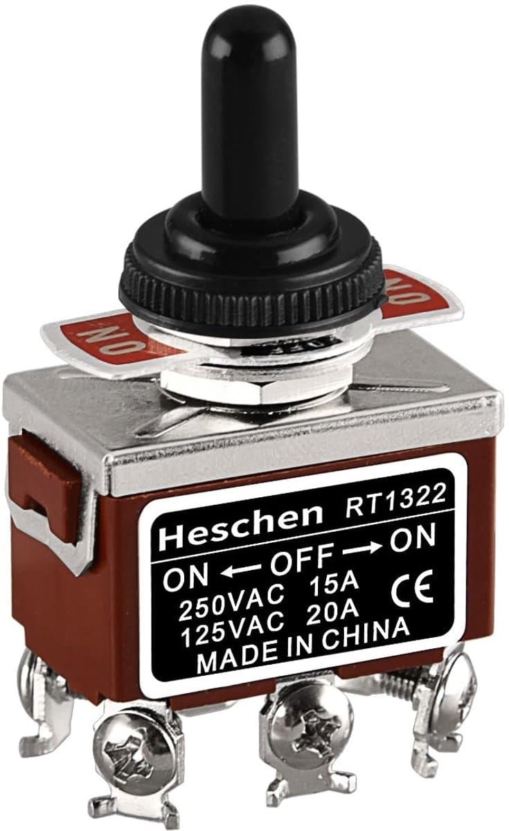 Byshayne - Metal Rocker Switch - Waterproof Cover - Bruin - ON/OFF/ON - 250V AC - 15A - Geschikt voor Panel Mount - HS-T132