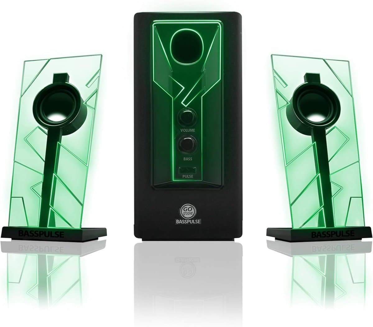 2.1 PC Speakerset met Subwoofer en Blauwe LED Verlichting - Stereo Geluid voor Desktop en Gaming