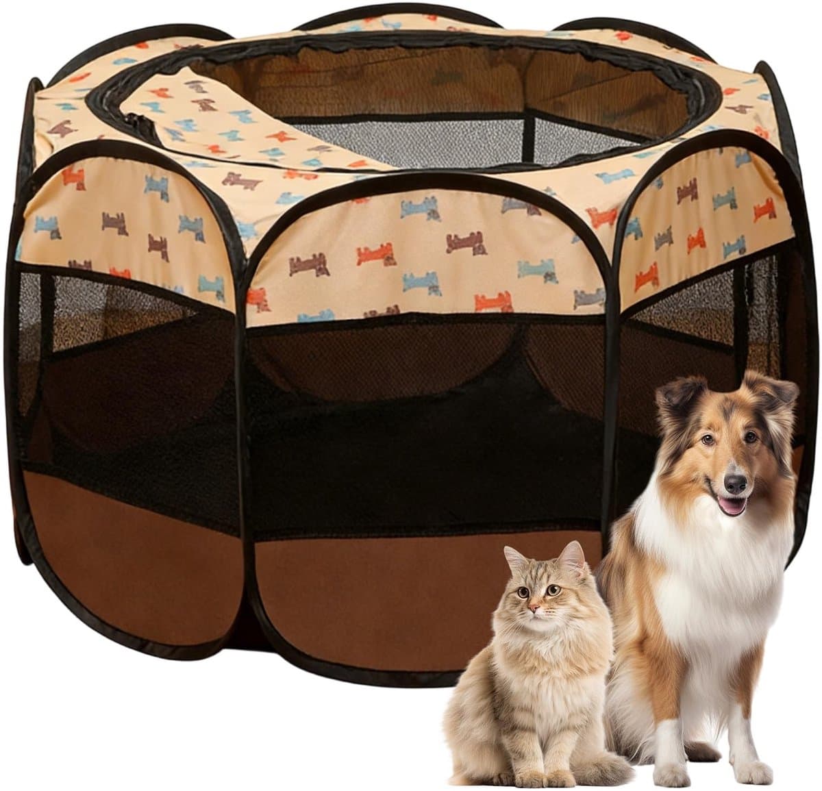 Dailygoods- Puppyren Draagbaar - Opvouwbaar - Waterdicht - Voor Binnen/Buiten - 74 x 74 x 43 cm - Ademend Mesh - Dierenren