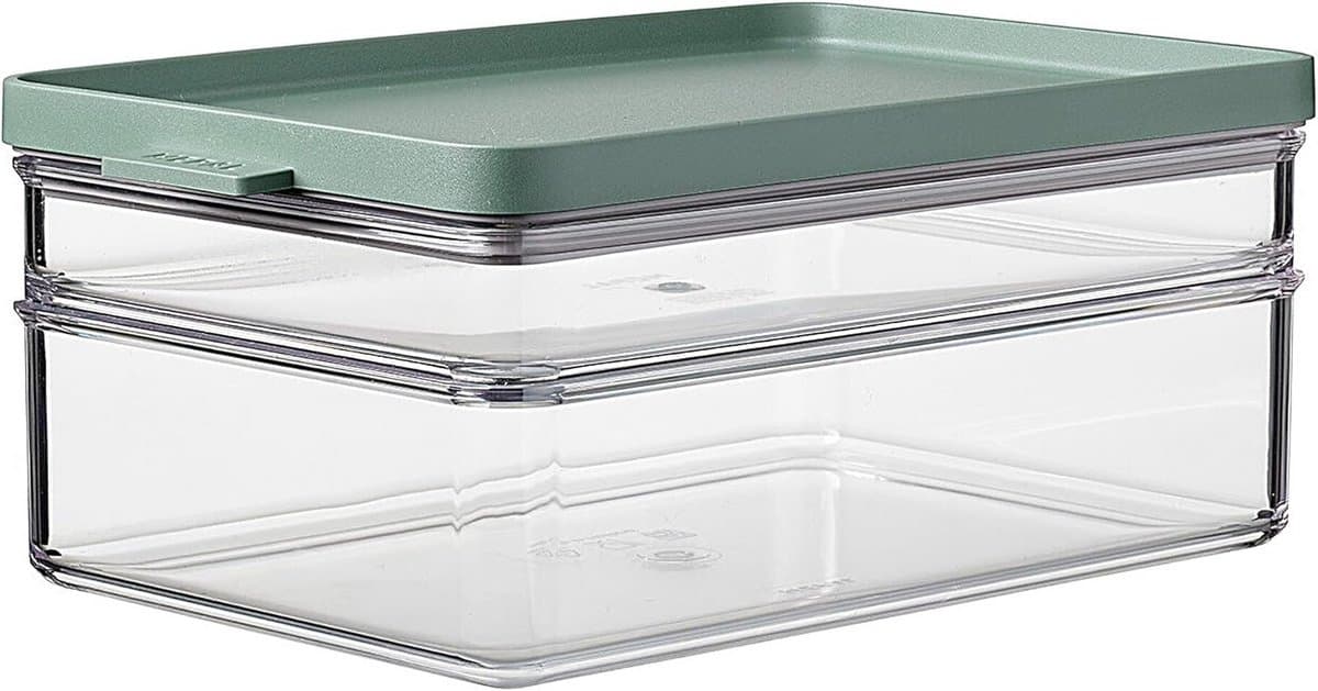 Koelkastdoos Ontbijt Duo - Voedselcontainer Set - Voedsel Bewaren - Luchtdicht Deksel - 500 & 1200 ml - Nordic Sage