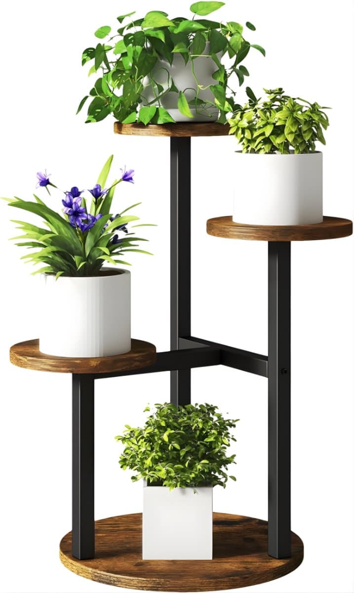 AHD® Plantenrek - Plantentafel - Plantenstandaard Binnen - Plantenrek Binnen - Bruin - 30cm x 30cm x 53cm