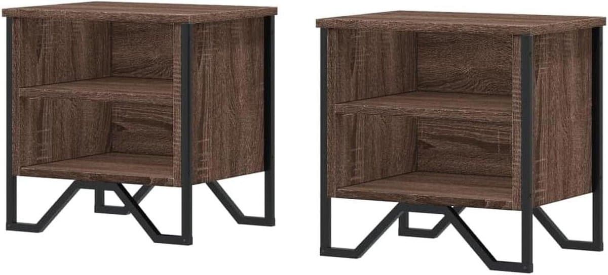 Nachtkastjes Set - Tafeltjes - Slaapkamer Opbergen - Stevig Ontwerp - 40x30x40 cm - Bruin Eiken