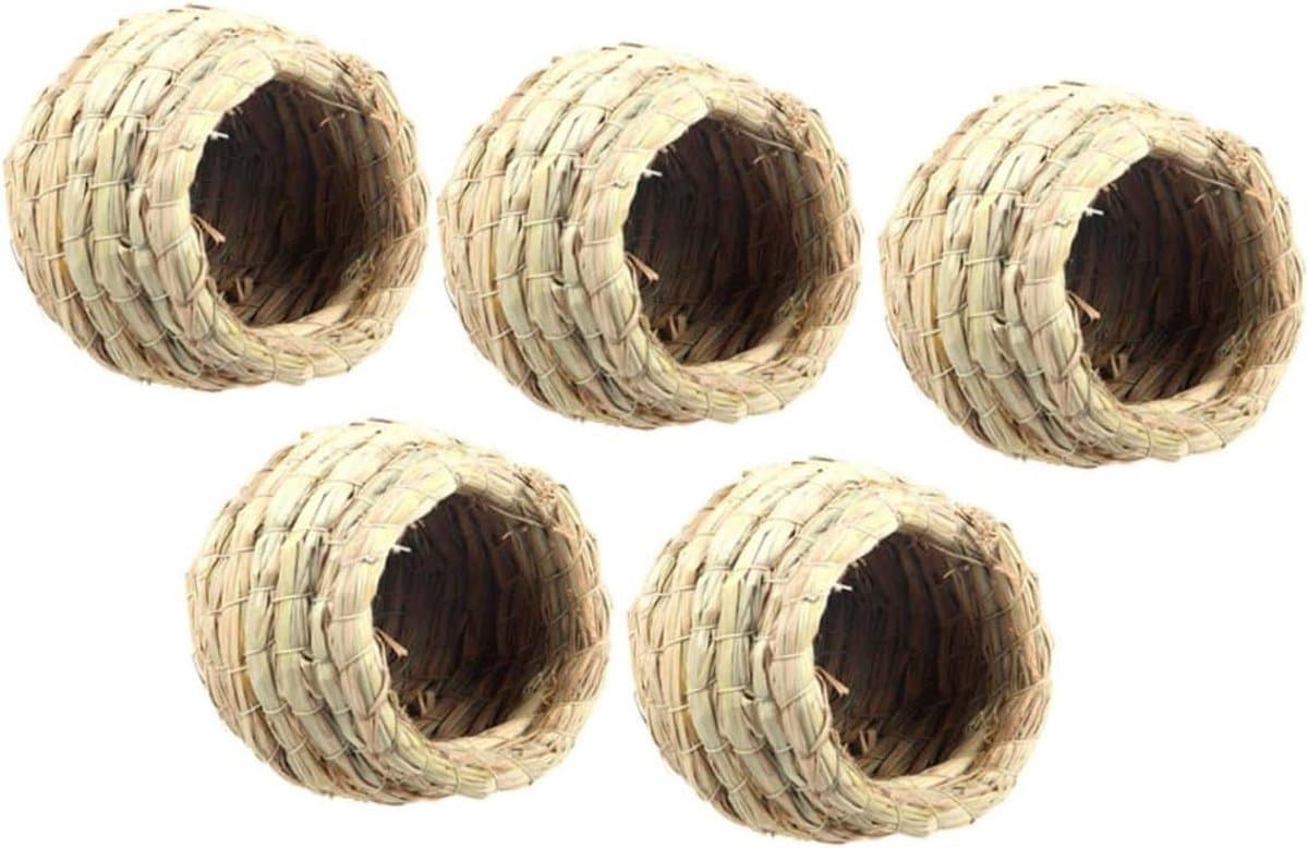 Vogelnest Broeddoos - Stro Nest - Vogels Huisvesten - Natuurlijk Materiaal - 5 Stuks - Willekeurige Kleur