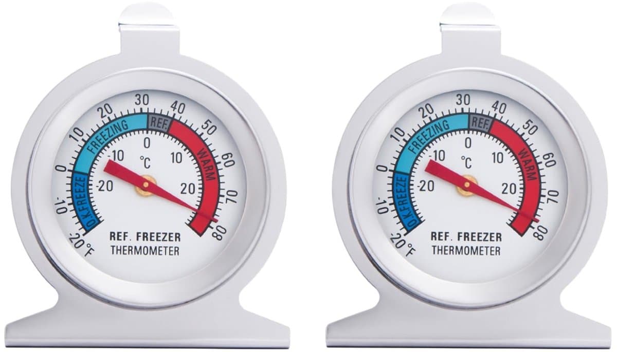 Dailygoods- Koelkastthermometer - 2 stuks - Roestvrij Staal - Hoge Nauwkeurigheid - Afmetingen 62 x 70 x 40 mm - Meetbereik -20 tot 20 graden - Thermometer