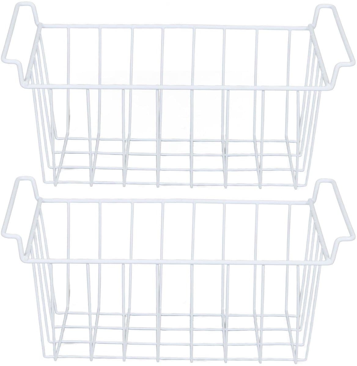 Dailygoods- Opbergmanden Roestvrij Staal - 2 Stuks - Draagbaar - Voorraadkast - Koelkast - Intelligente Opslag - Afmetingen L39 x B20 x H20 cm - Opbergboxen