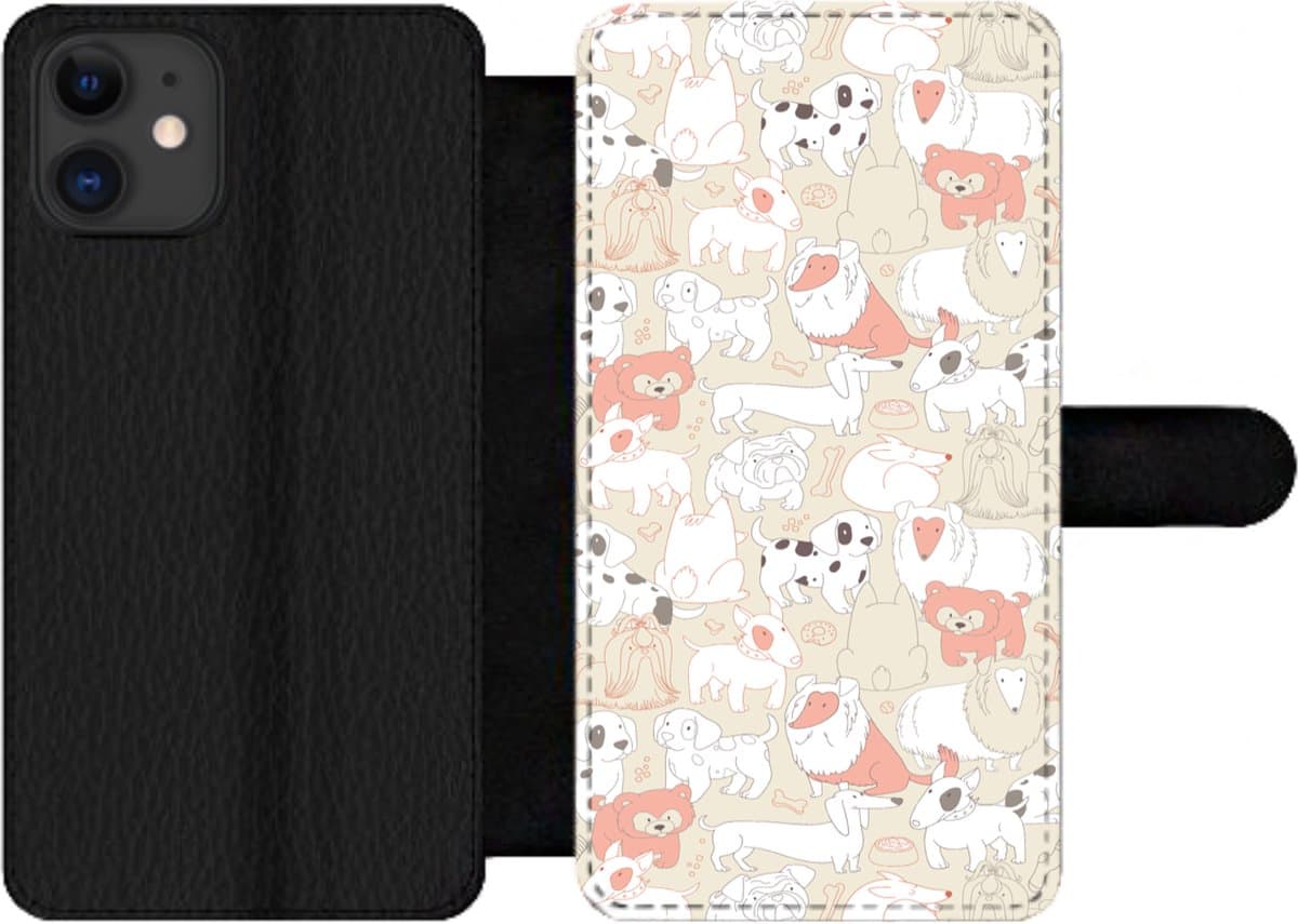 Telefoonhoesje Geschikt voor iPhone 12 Pro telefoonhoesje - Patronen - Hond - Hondenvoer - Jongens - Meisjes - Kinderen - Kind - Met vakjes - Wallet case met magneetsluiting