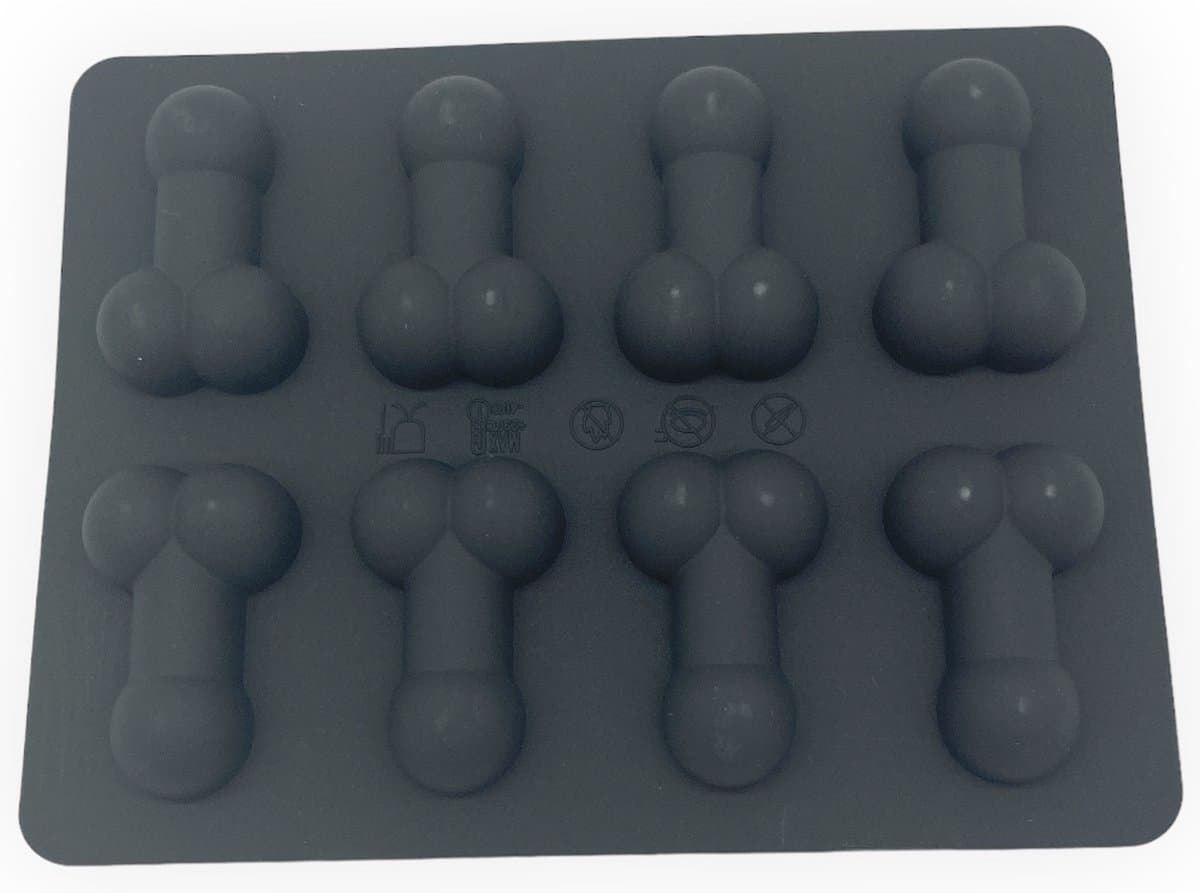 Kinky Pleasure Penis Vorm Ijs Klontjes Maker Zwart Bakken en Vriezen 17x14cm
