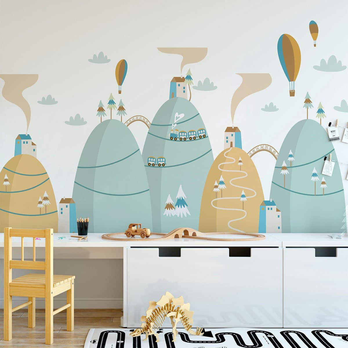 Scandinavische bergstickers, heteluchtballonnen, luchtballonnen, 90 x 135 cm