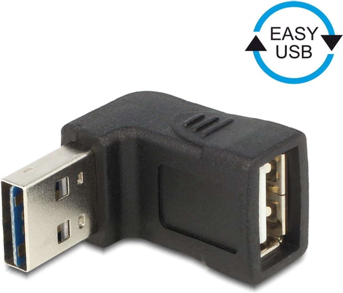 Easy-USB-A naar USB-A adapter / haaks naar boven/beneden - USB2.0 / zwart