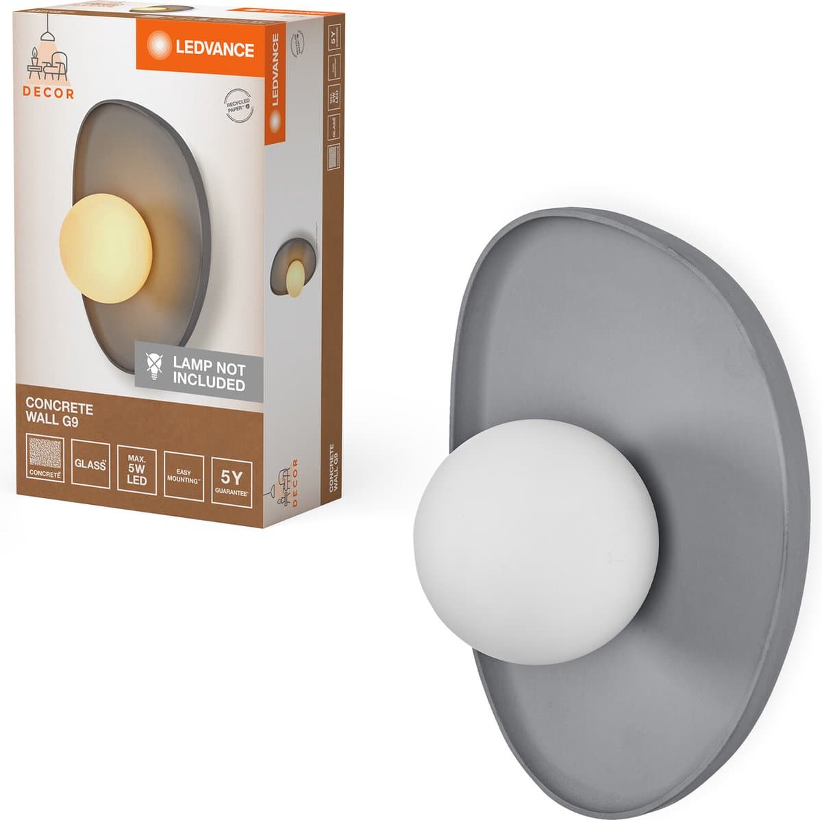 LEDVANCE Decor Concrete Nest Wandlamp 1XG9 Grijs