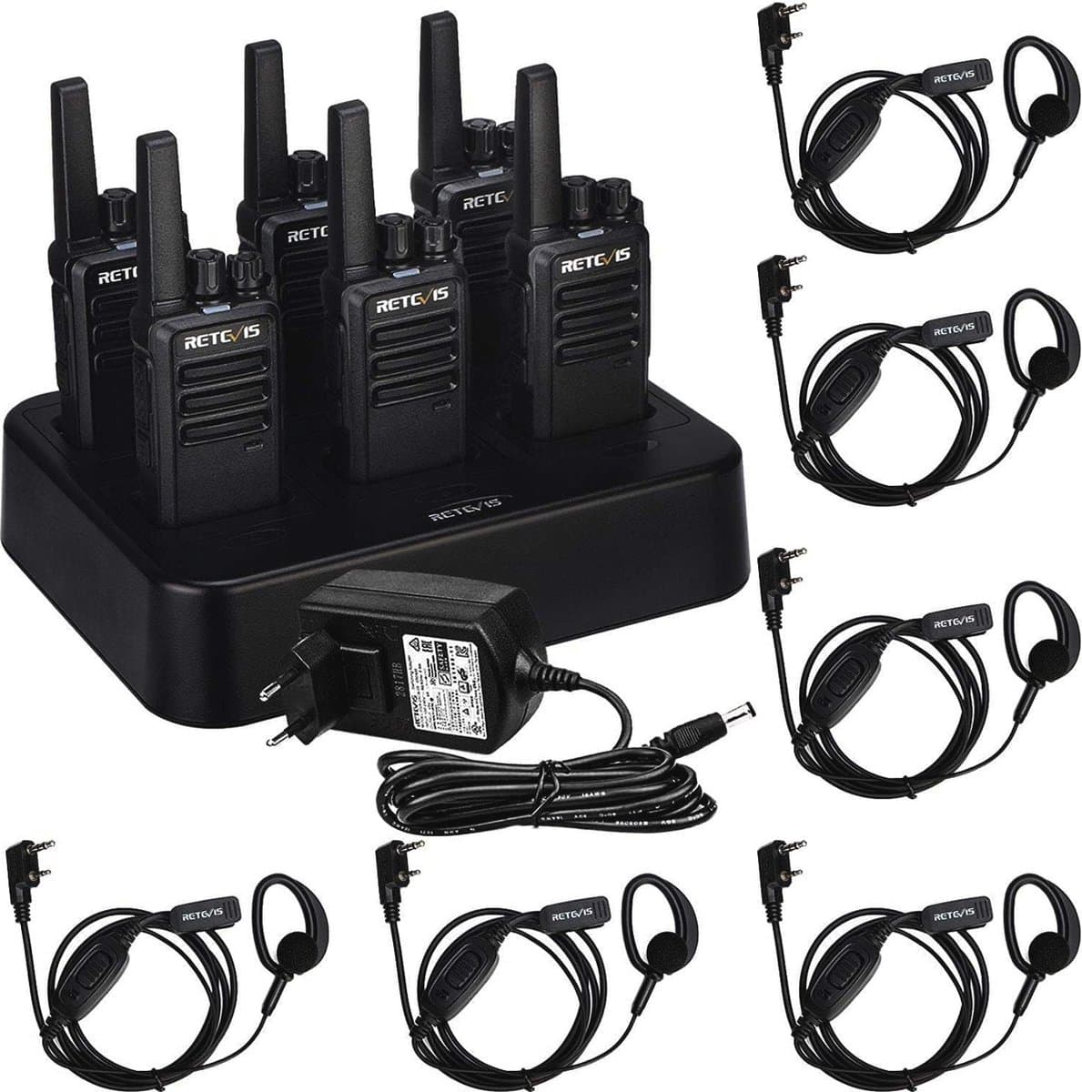 Walkie Talkie met Oortjes - PMR446 Licentievrije Radio, Oplaadbaren, Lange Afstand, 16CH Draagbare Handheld Transceiver voor Beveiliging