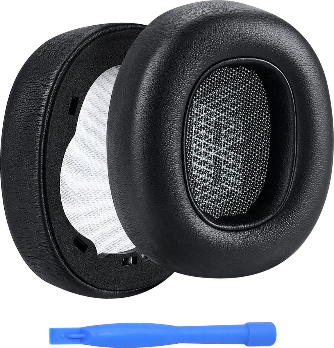 Vervangende Oorkussens voor JBL E65 (E65BT, E65BTNC)/Live 650 (650NC, 650BTNC)/Live 660 (660NC, 660BTNC)/Duet NC Hoofdtelefoons van MMOBIEL – Memory Foam en Protein PU Koptelefoon Oorkussens – Zwart