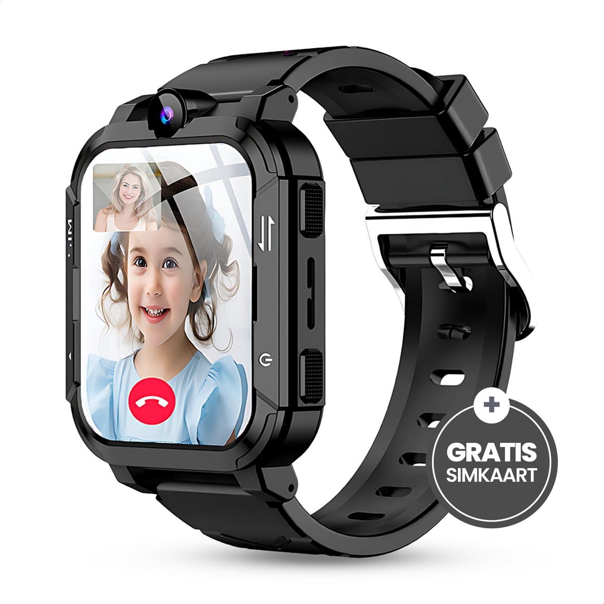Trakidz Smartwatch kinderen - Jongen & meisje - Kinderhorloge - Gps - Horloge kids - zwart