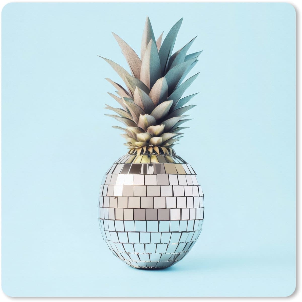 Muismat XXL 40x40 cm - Bureau onderlegger - Bureau mat Blauw - Ananas - Disco - Discobal - Bureaumat - Gaming mousepad xl - Bureaulegger groot - Computer deskmat